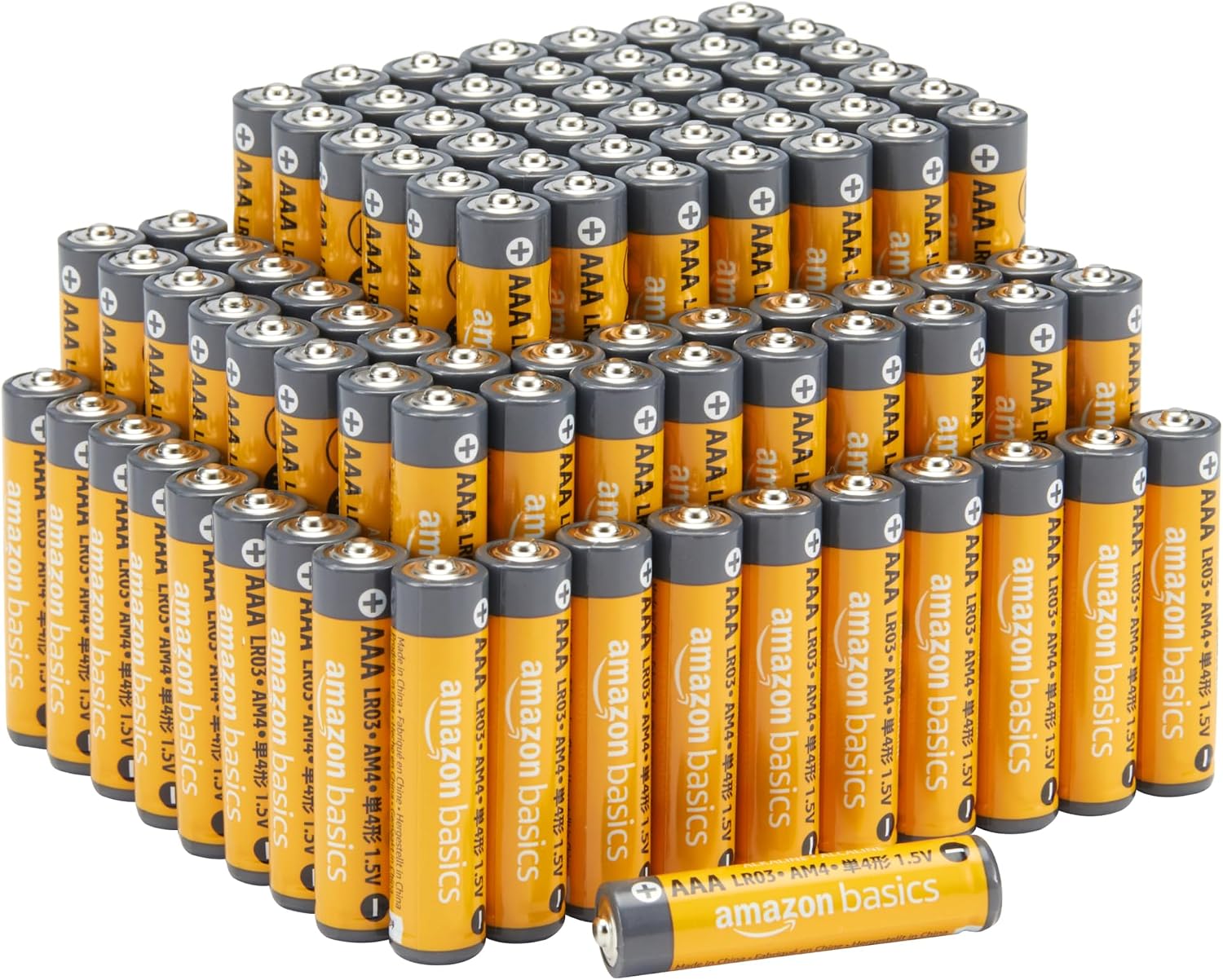 Amazon Basics AAA High-Performance Alkaline Batteries, 100 Pack