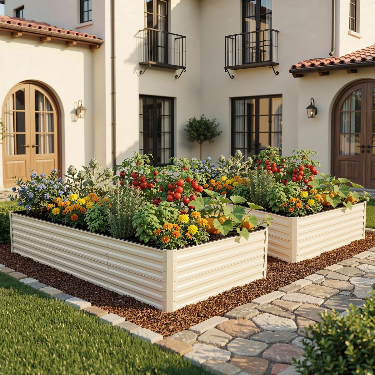 Large Galvanized Raised Garden Bed Kit With Gloves