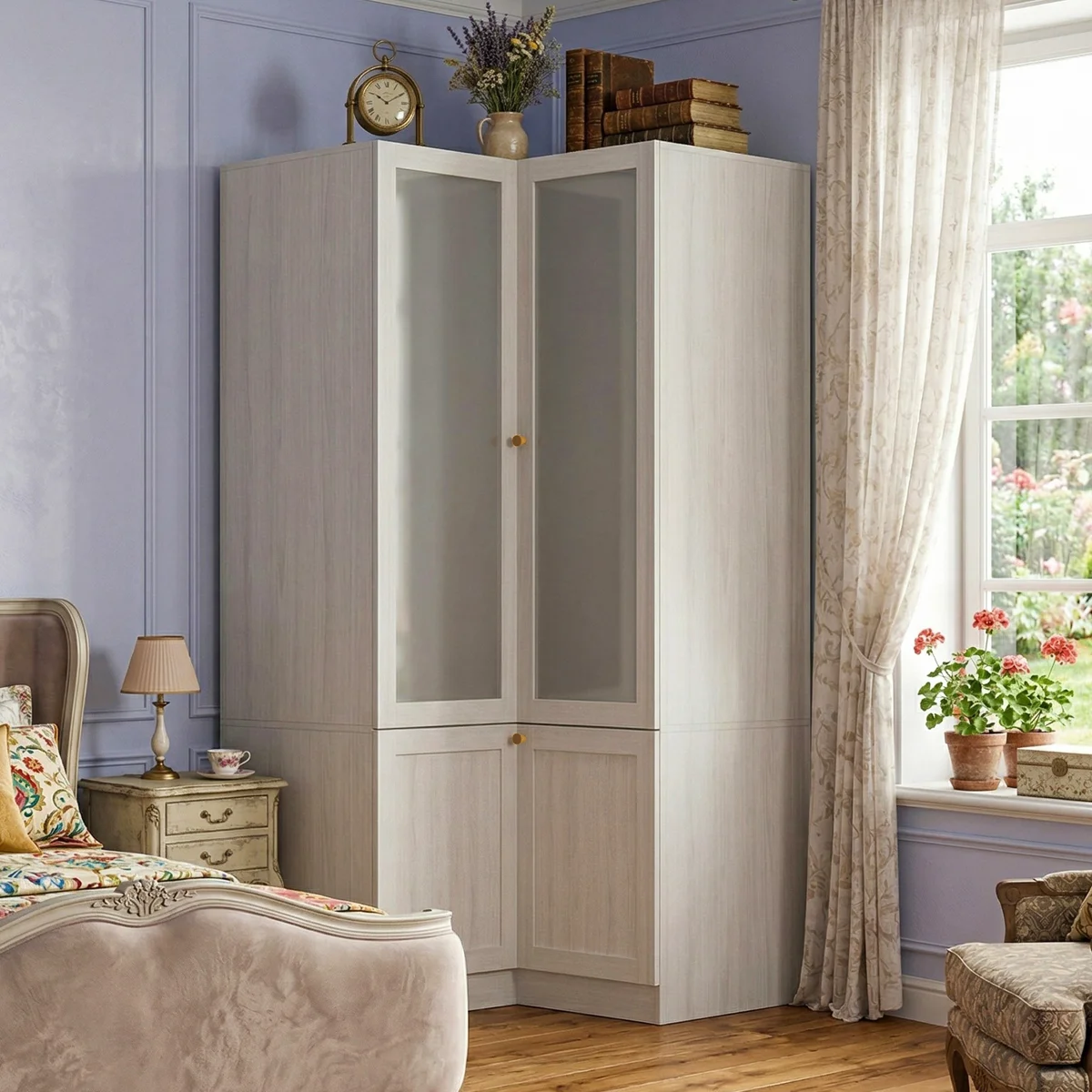 Cheadle L-Shaped 4-Door Corner Armoire