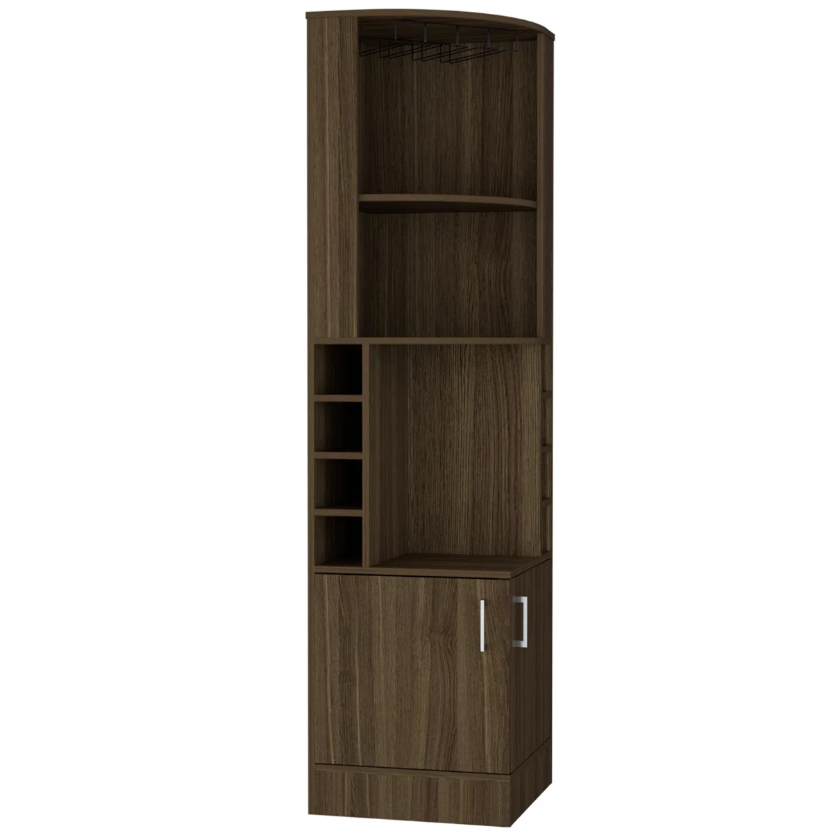 (INCOMPLETE BOX ONE ONLY) Lollis Syrah Space Efficient Corner Bar Cabinet with 2-Doors