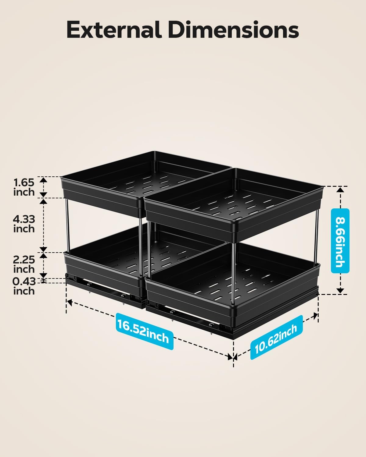 Nieifi Spice Organization for Cabinet-Vertical Spice Rack Pull Out-Spice Rack Organizer for Cabinet-8-1/4 inch Wide-Seasoning Kitchen Organizer-8.26 W x 10.6 D x 8.7 H-2 Pack-2 Tier Black 8-1/4 - 2 Pack
