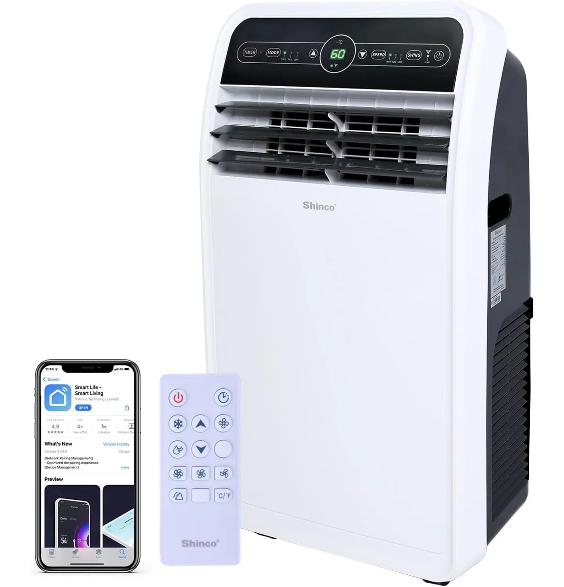 12,000 BTU(ASHRAE) Portable Air Conditioner with Remote