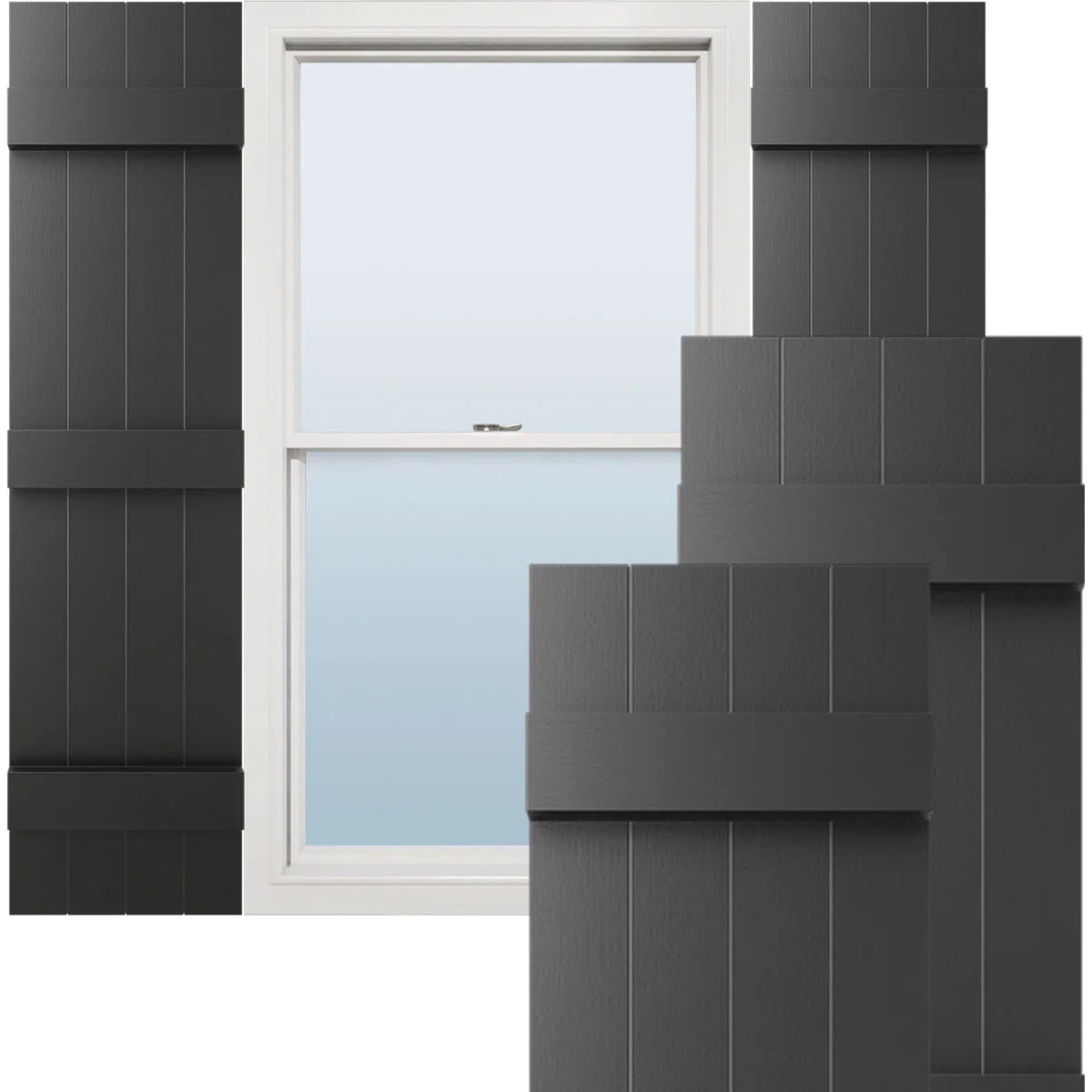 Lifetime Vinyl, Standard Four Board Joined, Board-n-Batten Shutters, w/Installation Shutter-Lok's & Matching Screws (Per Pair)