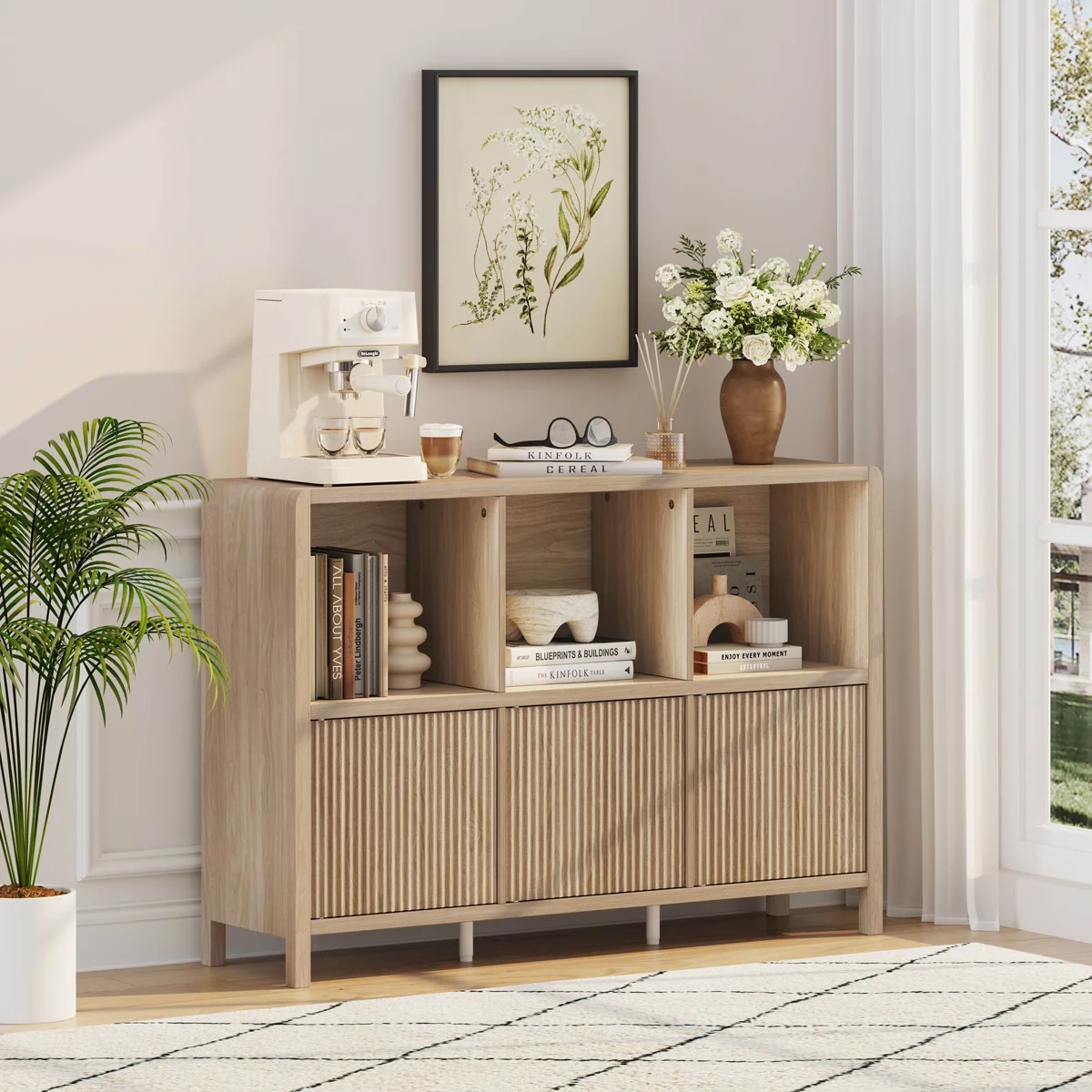 Guinna 6-Cube 3-Door Wood Bookcase