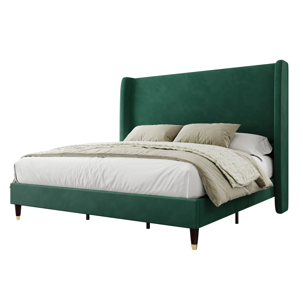 Belo Upholstered Wingback Platform Bed
