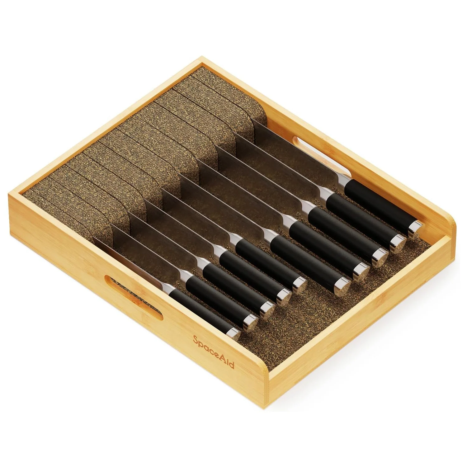 SpaceAid Bamboo Knife Organizer for Kitchen Drawer