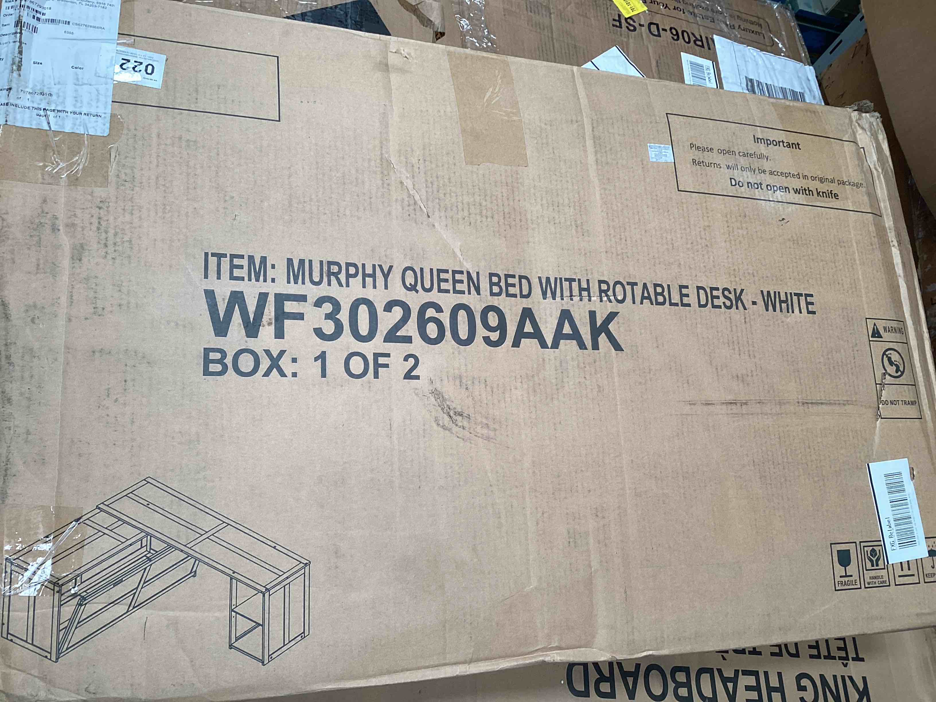 Murphy Queen Bed with Rotatable Desk. (Box 1/2 ONLY)