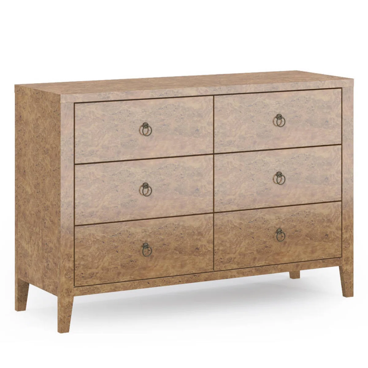 Dorne Modern High Gloss Burl 6-drawer Wide Dresser, Yellow