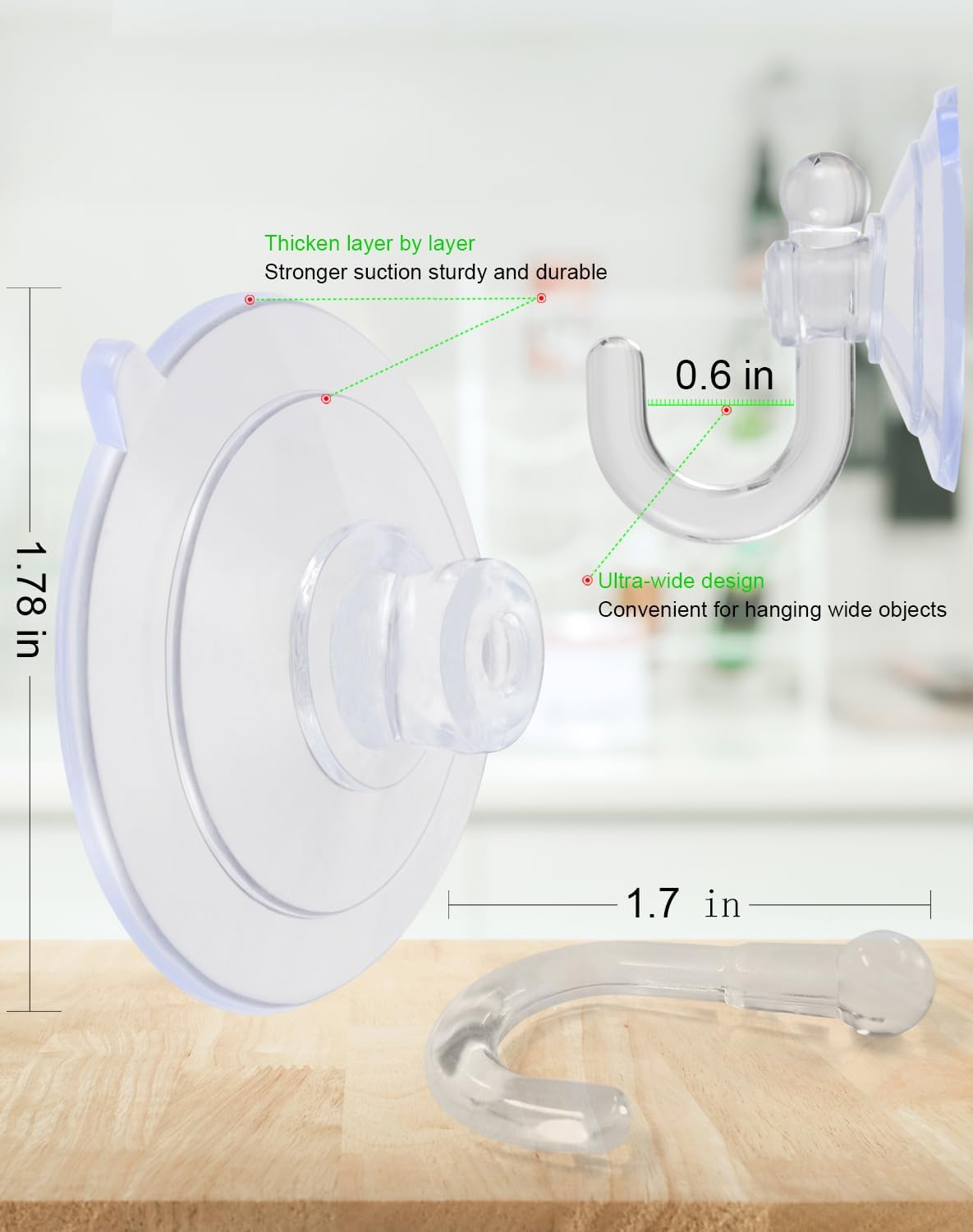 Suction Cup Hooks, Transparent PVC Removable Reusable, for Glass Windows, Mirrors, Doors, Tiles, 30 Pack Glue hook-30Pack