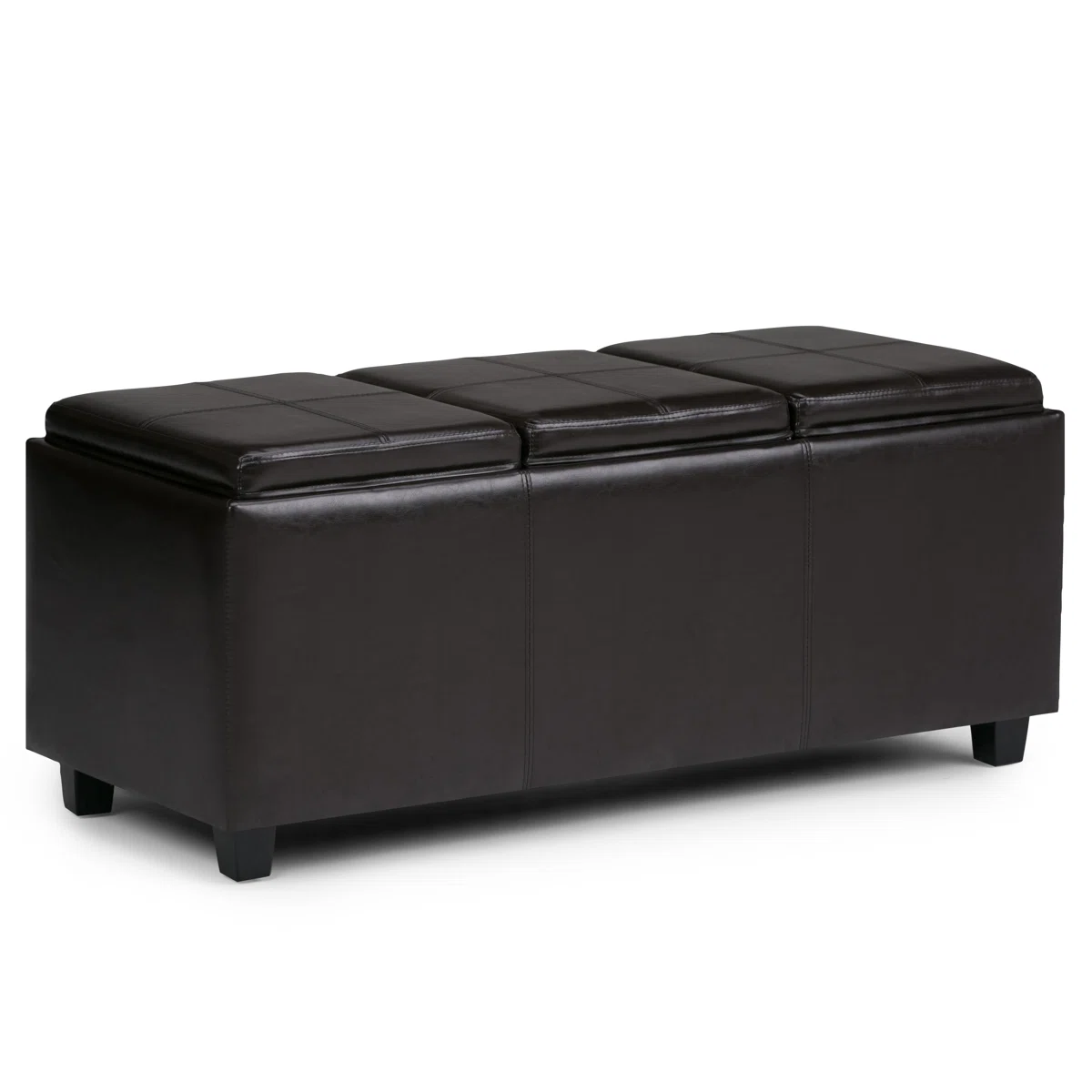 Avalon 42"W Upholstered Contemporary Rectangular Flip-Top Storage Ottoman with Hidden Storage