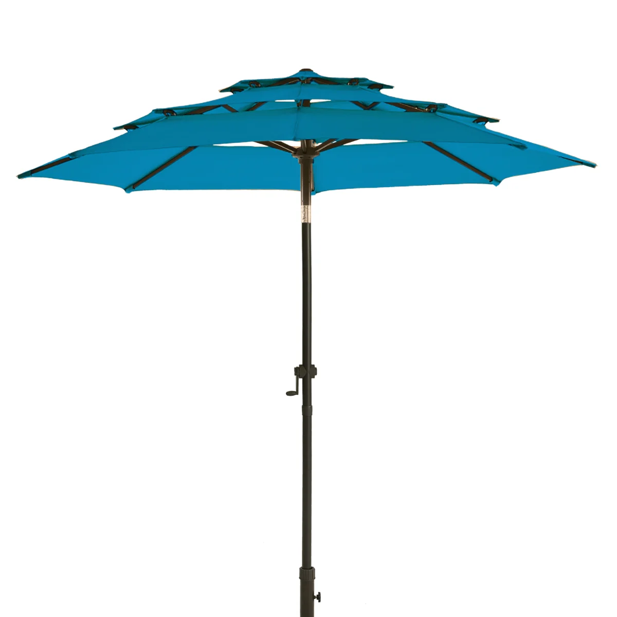 3-Tier Market Patio Umbrella with Push Button Tilt and Crank
