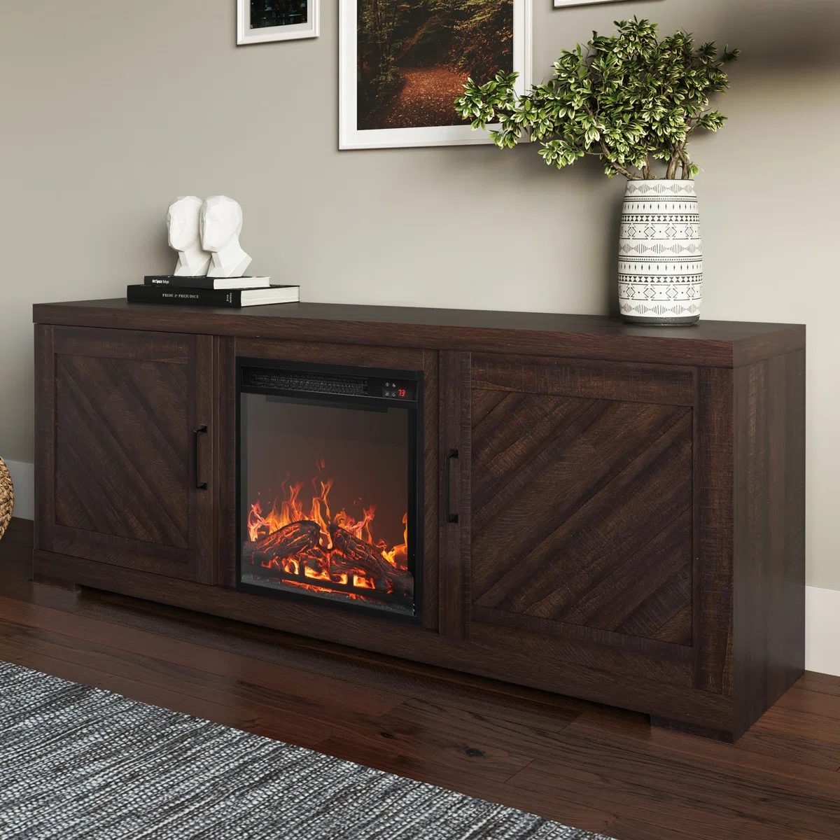 Blazice TV Stand to 65" with Electric Fireplace Included