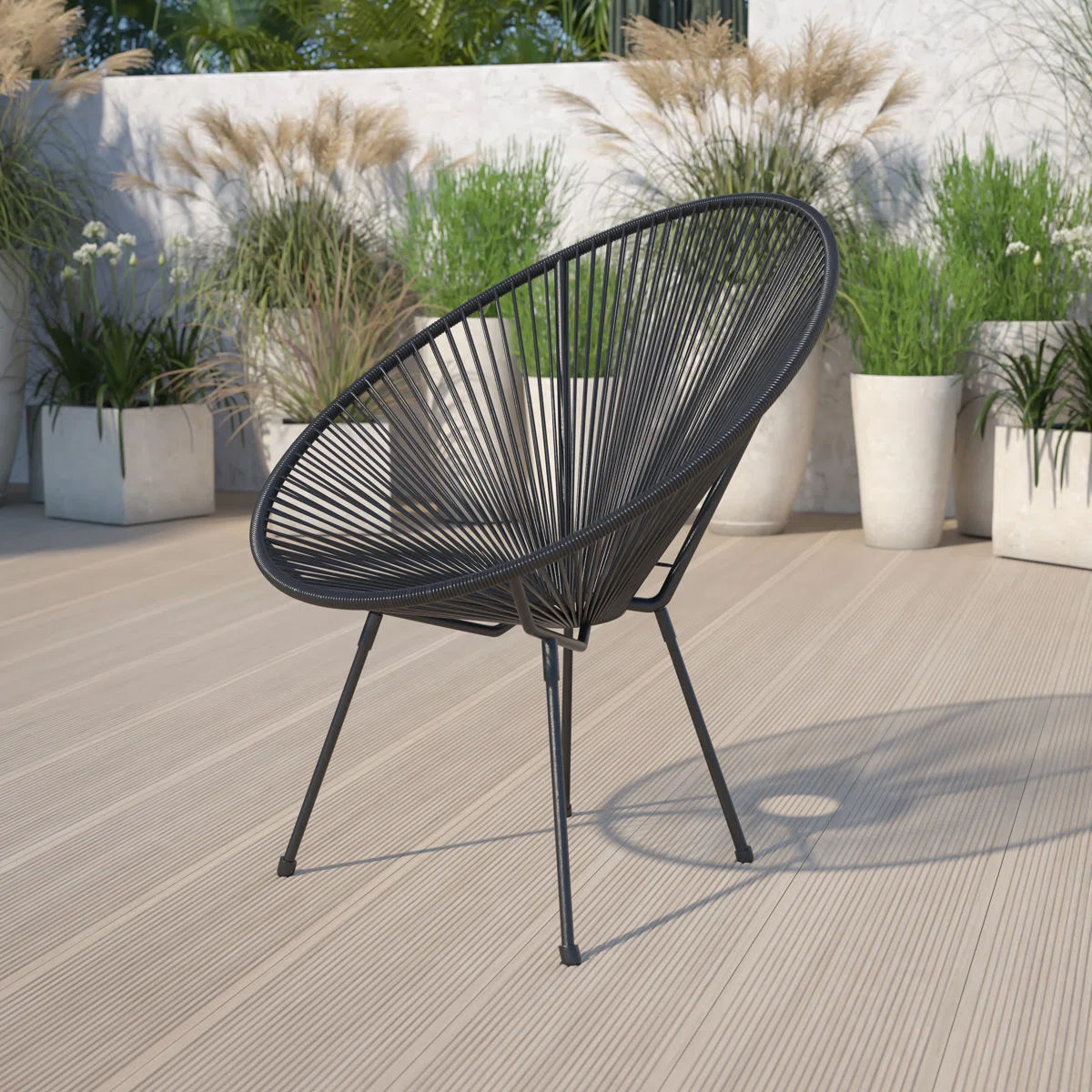 Kelleia Oval Woven Basket Papasan Bungee Lounge Chair - Indoor/Outdoor Furniture