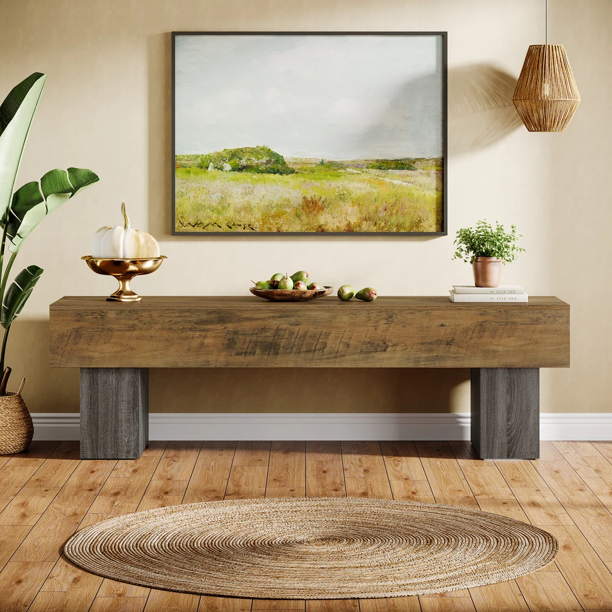63" TV Stand, Farmhouse Entertainment Center