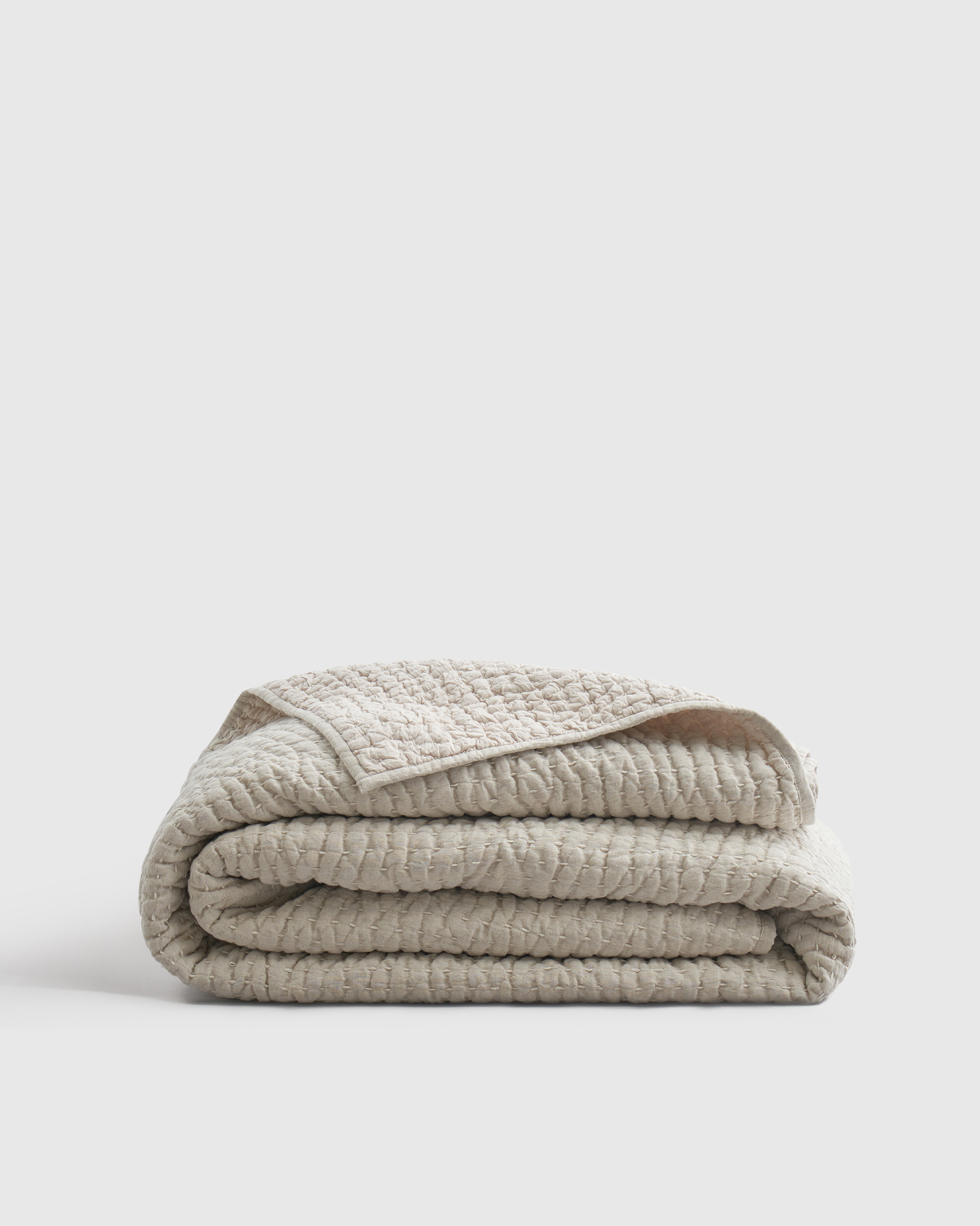European Linen Cotton Stitch Quilt, King/Cal King, Natural