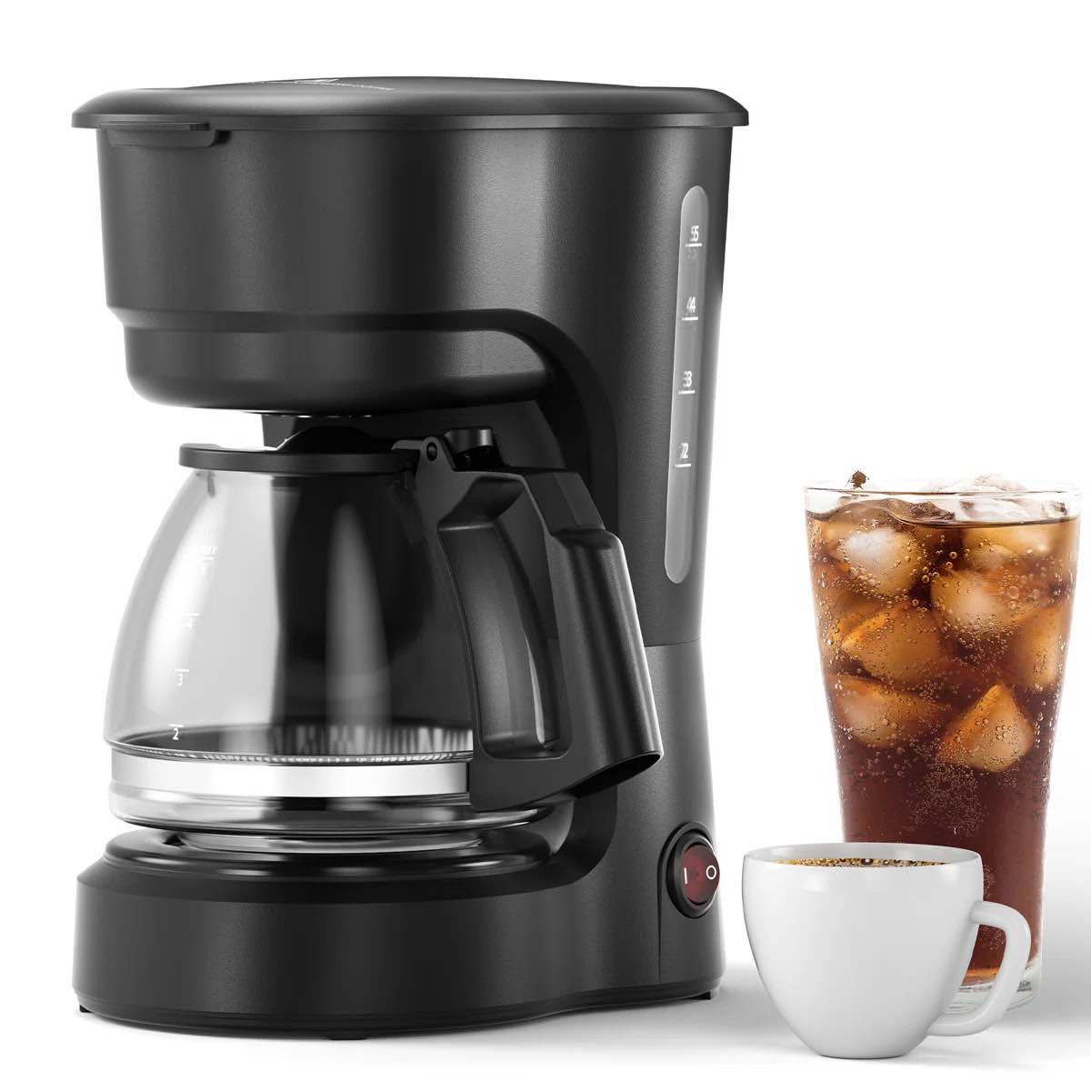 Cowsar Compact Coffee Machine, 5 Cup Drip Coffee Maker With Timing Function, 2h Auto Power-off, 2h Keep Warm, Pause & Brew, Reusable Filter, And Drip-free Carafe