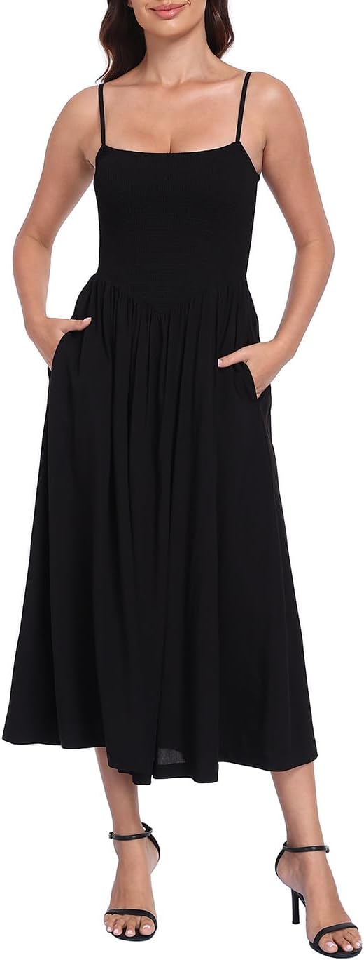 Black A-Line Midi Skirt with Textured Pattern