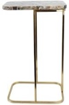 24H Gold Iron Accent Side Table with Polished Edge Agate Top for Living Room or Office Decor