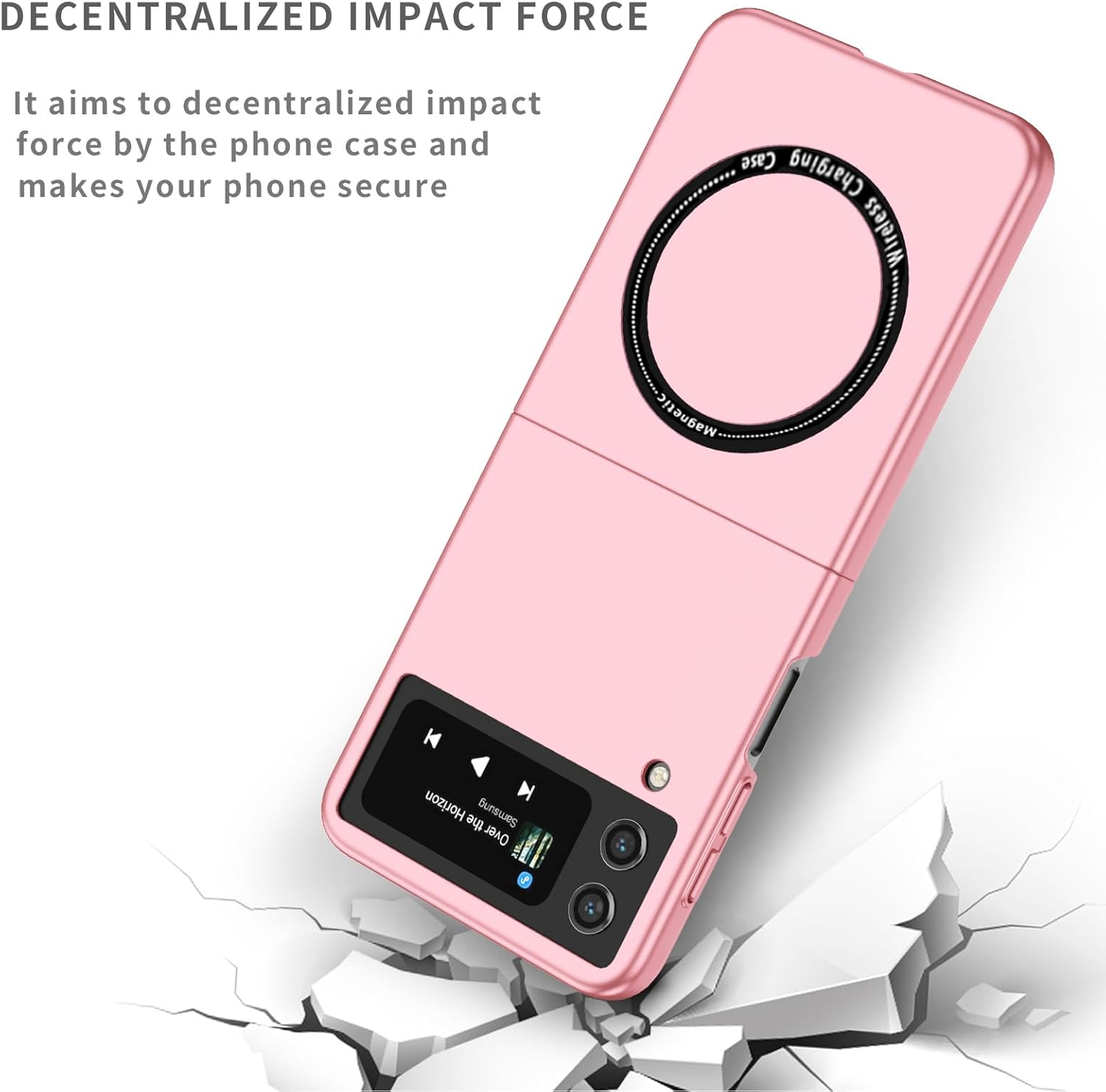 Magnetic Phone Case for Samsung Galaxy Z Flip 4,Support Wireless Charging,Folding Slim Thin Phone Case Shockproof Cover Protection for Samsung Galaxy Z Flip4 (Pink)