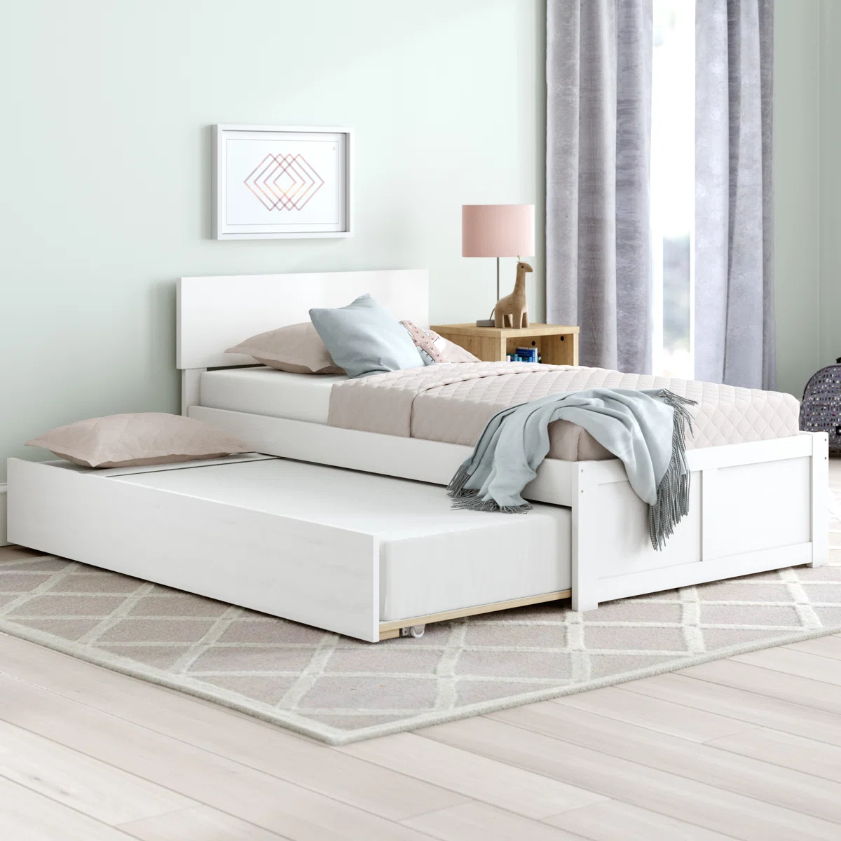 (INCOMPLETE) Twin Bueno Park Solid Wood Platform Bed with Footboard and Trundle