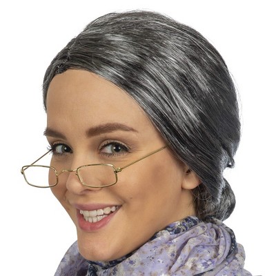 Grandma Costume Wig and Glasses Set