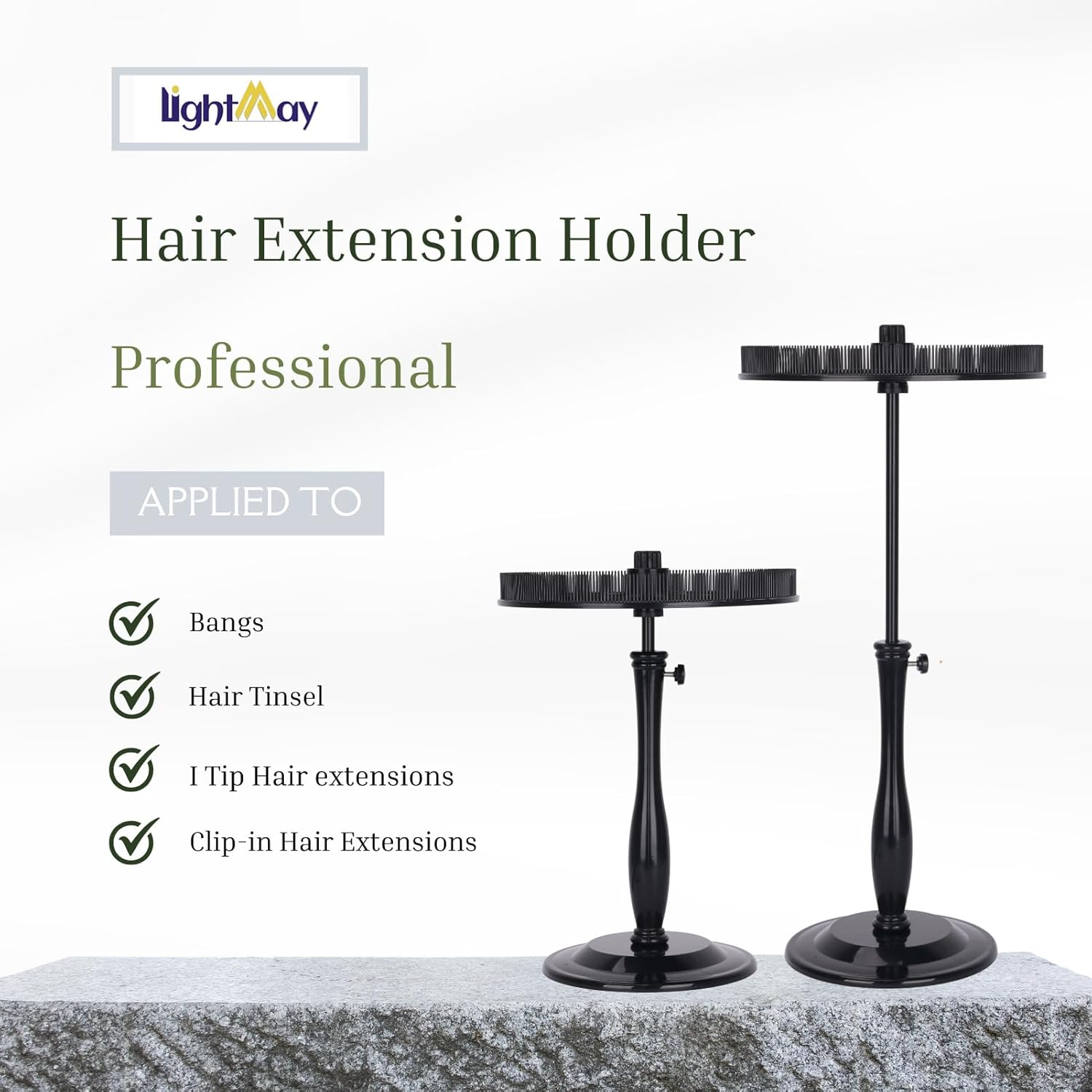 Hair Extensions Stand - Storage and Ensuring Your Hair Stable. Applied to Clip Hair Extensions, Colors Hair Tinsel, Bangs, etc. Multifunctional Extension Stand is Suitable for Family and Travel (Black)