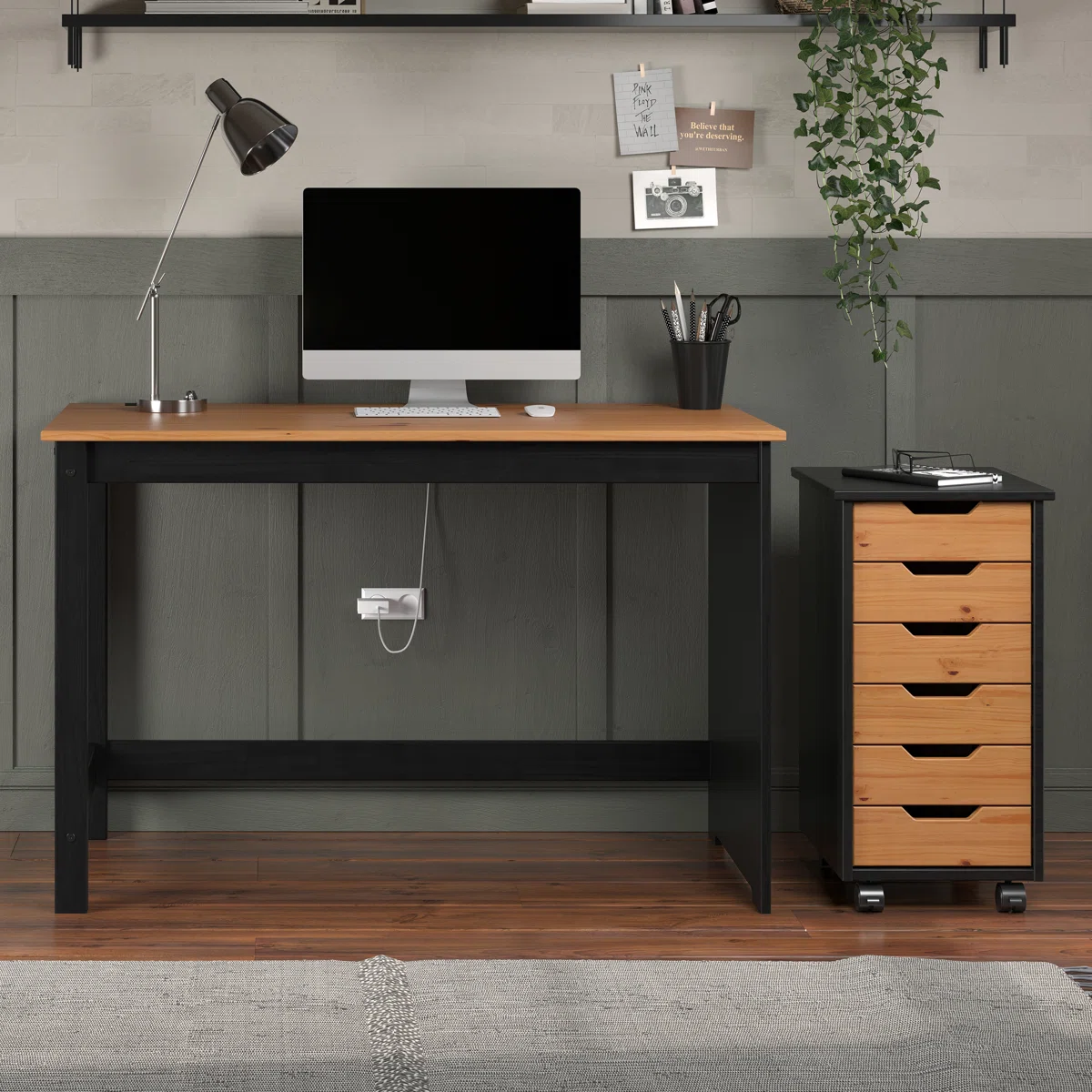 ("Incomplete") Solid Wood Writing Desk Office Set