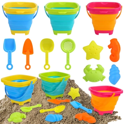 Collapsible Beach Toys Sand Bucket and Tool Set