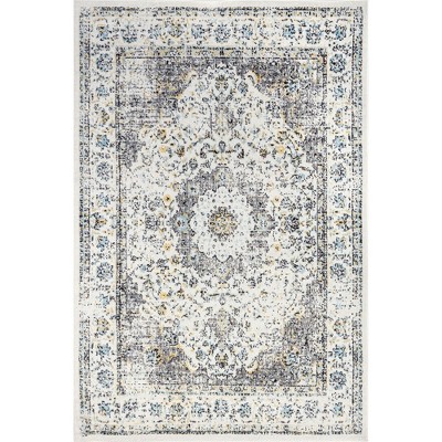 Distressed Traditional Persian-Style Area Rug, Blue and Grey