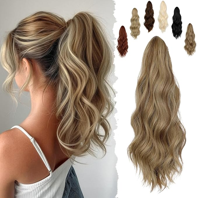 Felendy 16" Straight Ponytail Extension - Ash Blonde