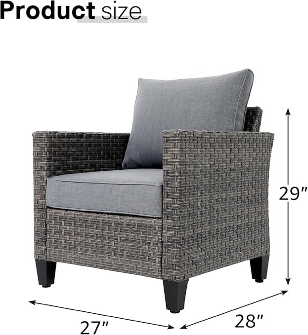 Grey Cushioned Wicker Sofa Chair