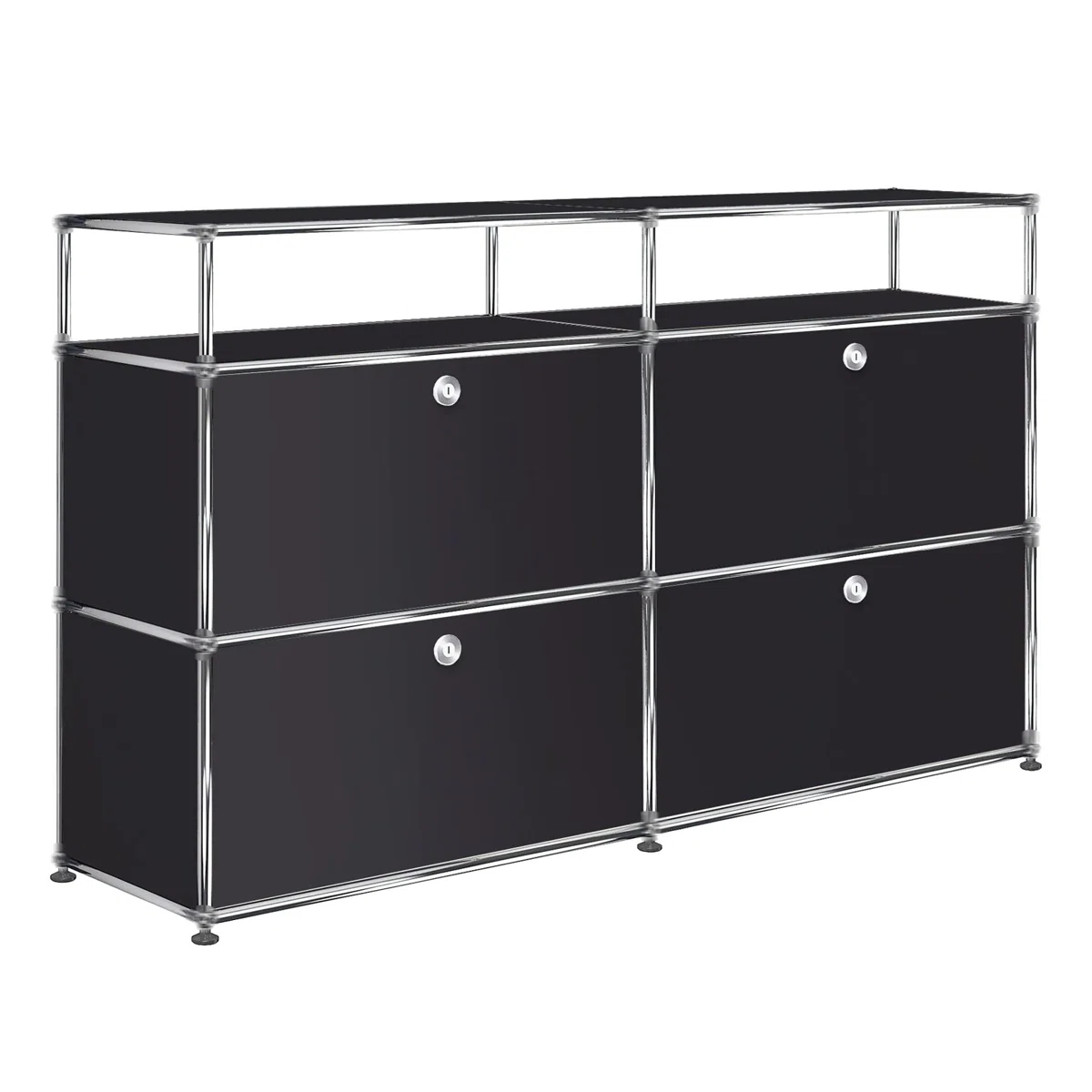 (Box 1/2) Modern Storage Cabinet, Modular Metal Sideboard, Versatile Steel Office Credenza & Lowboard for Living Room, Kitchen, Home Office