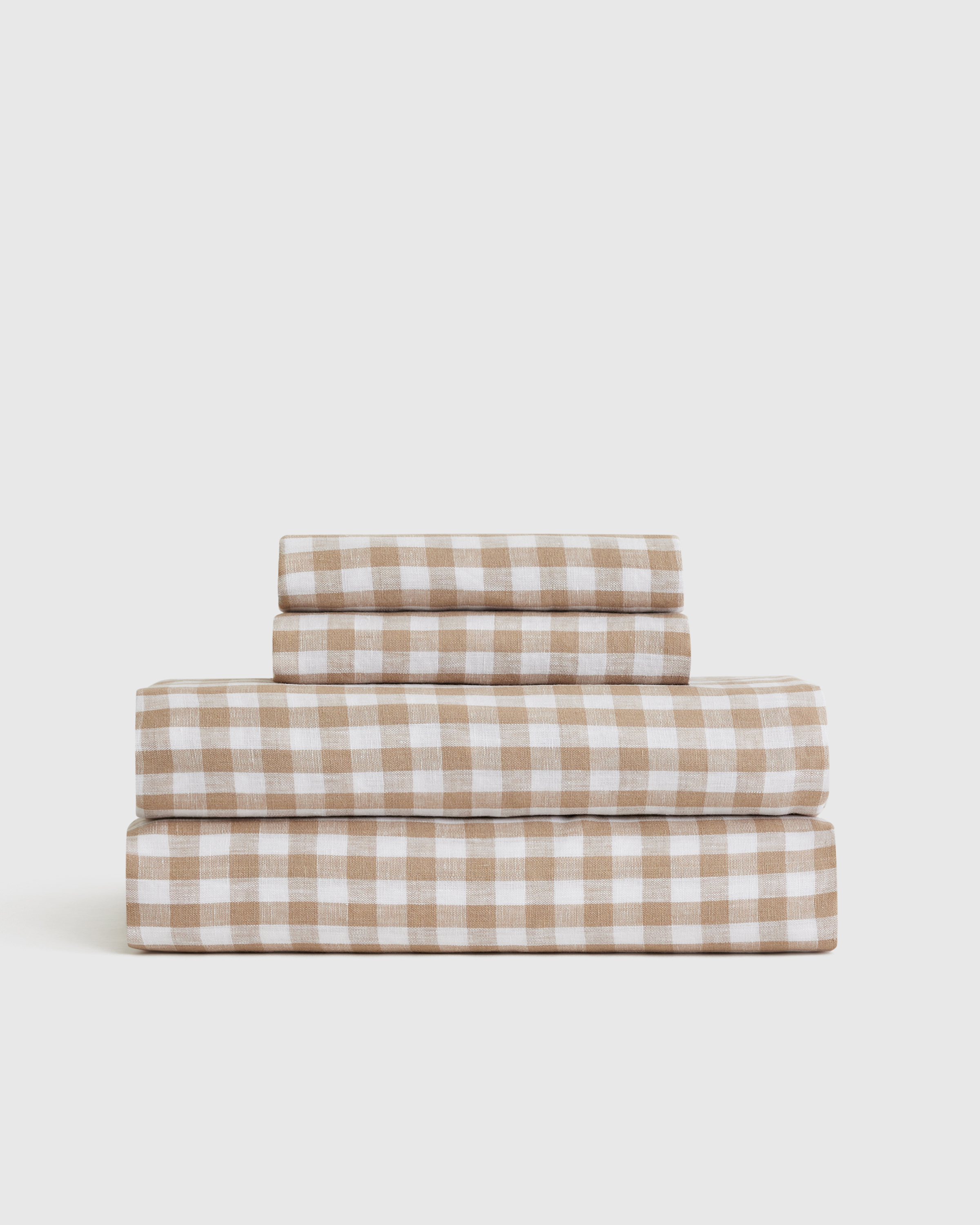 European Linen Gingham Sheet Set, Cal King, Cafe Gingham