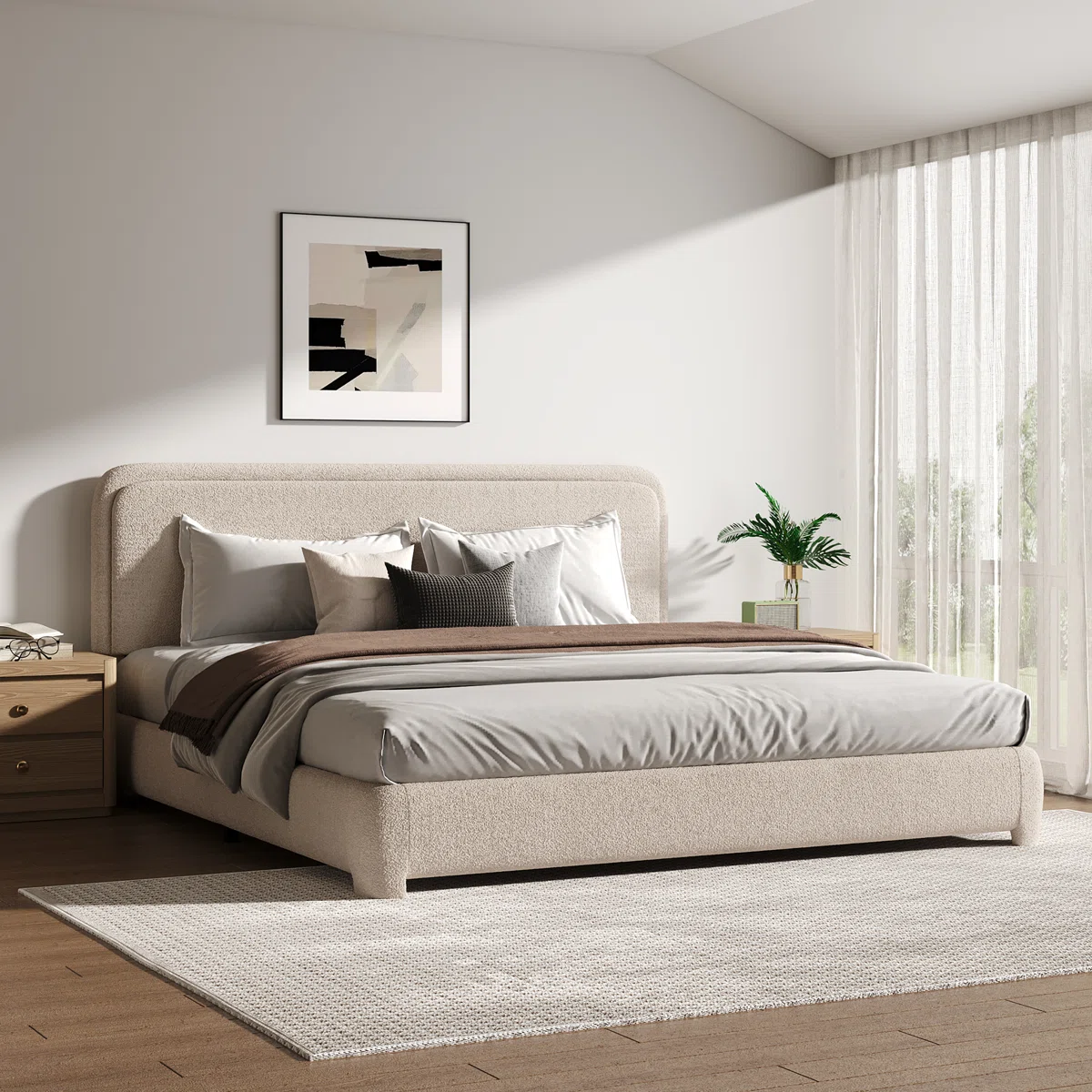 Hayden Boucle Upholstered Platform Bed
