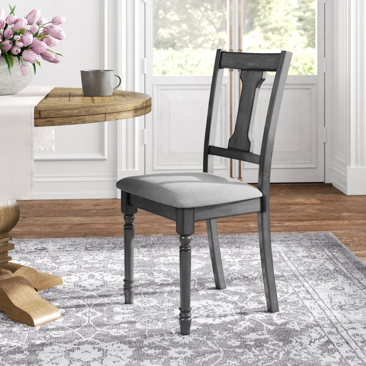 Ivor Slat Back Turned Leg Upholstered Side Chair