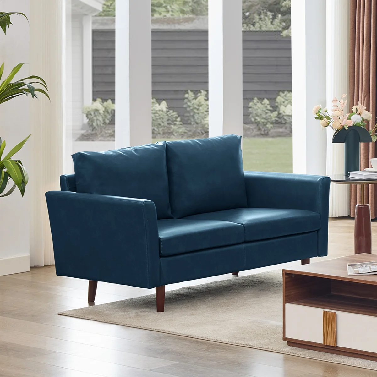 Bobur Faux Leather Living Room Loveseat Sofa