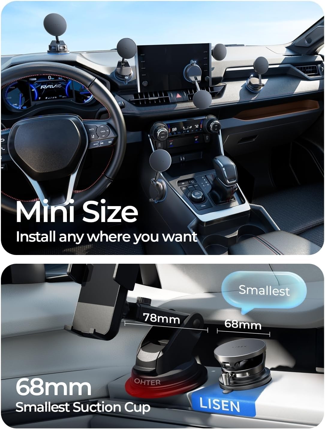 LISEN Qi2.2 25W Magsafe Car Mount Charger, [2026 Upgraded] Fast Wireless Car Charger, Car Phone Holder,Phone Holders for Your Car Accessories Vacuum Magnetic Phone Charger for iPhone 17 Pro Max 16-12 217178