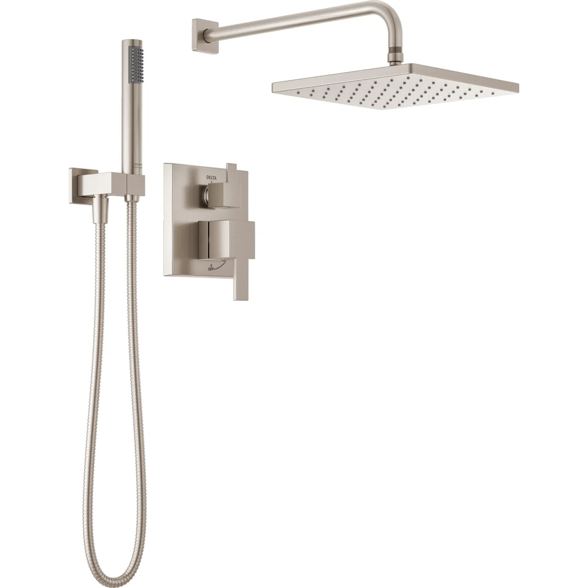 Modern Square Rain Shower System Faucet Set, Rainfall Shower Head and Handle Set