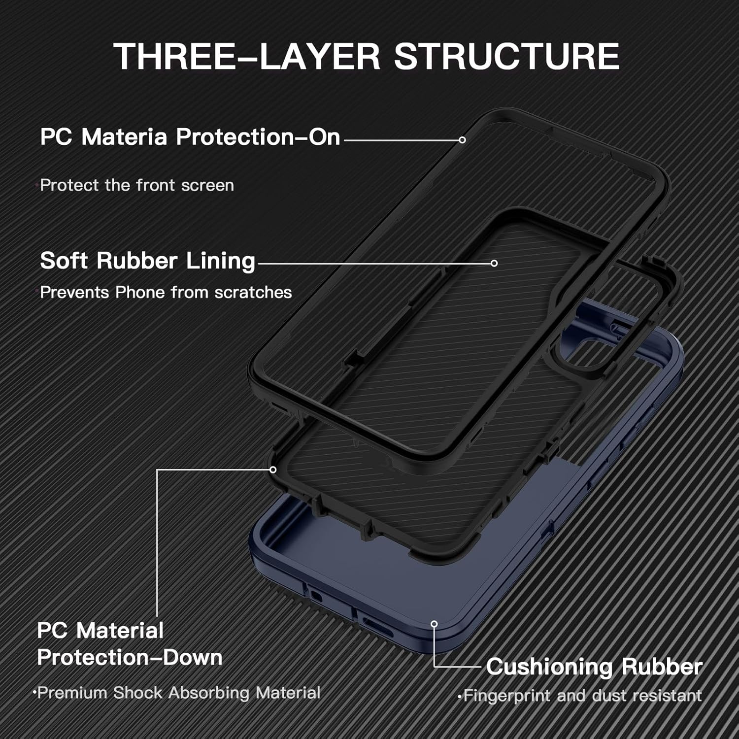 I-HONVA for Samsung Galaxy S24 Case,Galaxy S25 Case Shockproof Dust/Drop Proof 3-Layer Full Body Protection [Without Screen Protector] Rugged Heavy Duty Cover for Galaxy S24/S25,Navy Blue/Black Galaxy S24/S25 Navy Blue/Black