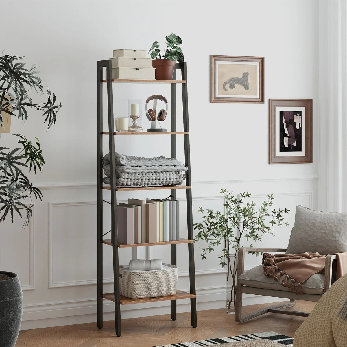 Jabari 67.9" H Metal Ladder Bookcase