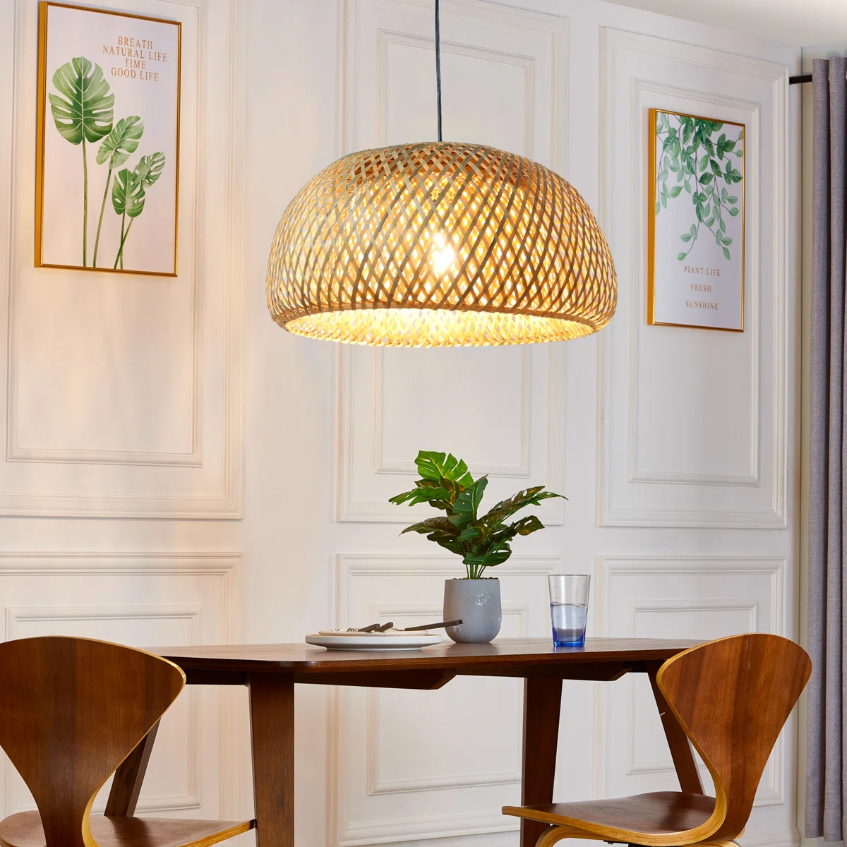 Pacitte Handwoven Pendant Light - Double Layer Dome Design For Soft Ambient Lighting