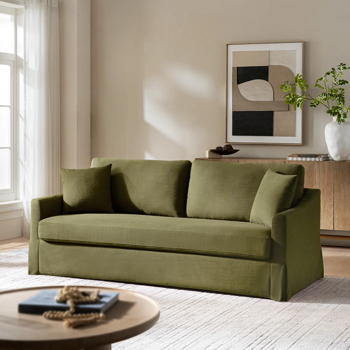 Wimberly 80.5" Farmhouse Upholstered Slipcovered Sofa