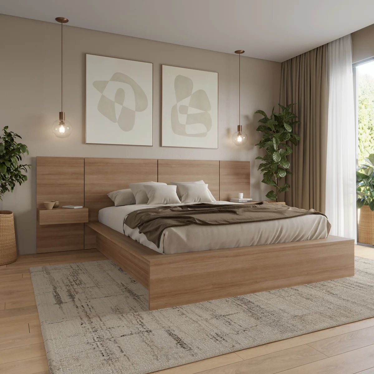 James 3 Piece Bedroom Set with Floating Nightstands