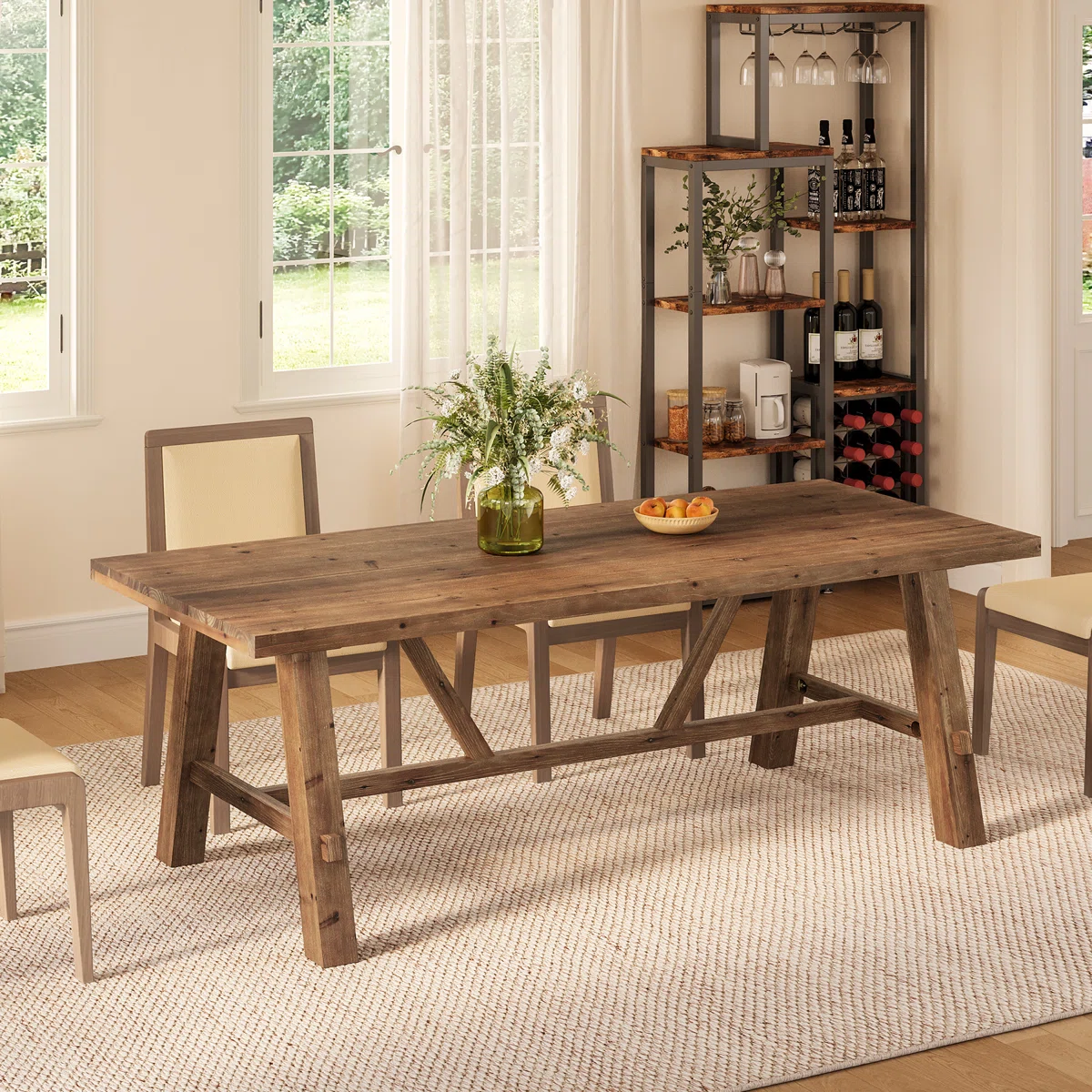 70.87-inch Long Solid Wood Dining Table For Kitchen, Dining Room, Apartment