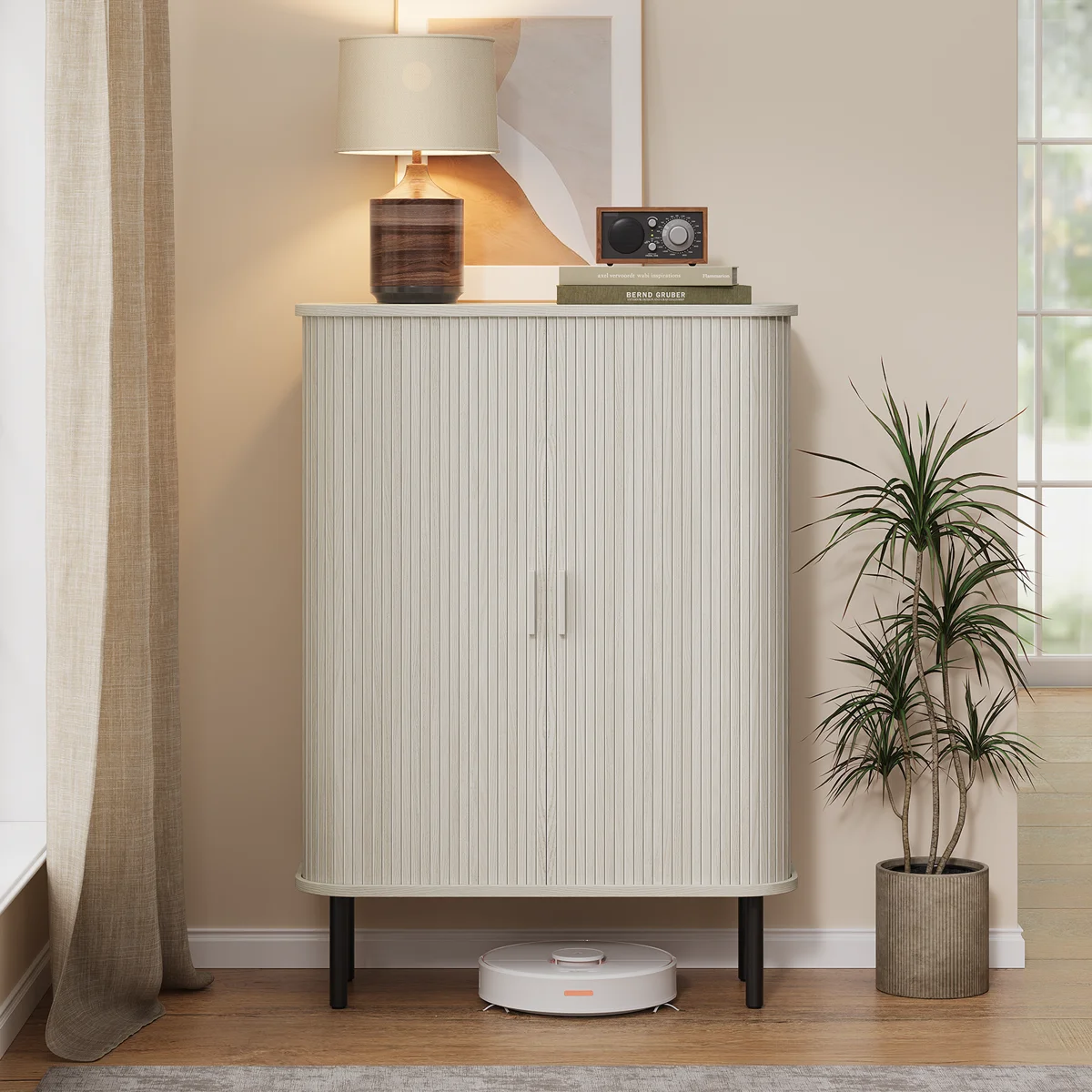 6-Tier Shoe Cabinet With Sliding Door & Adjustable Shelves For Entryway, Hallway, Living Room