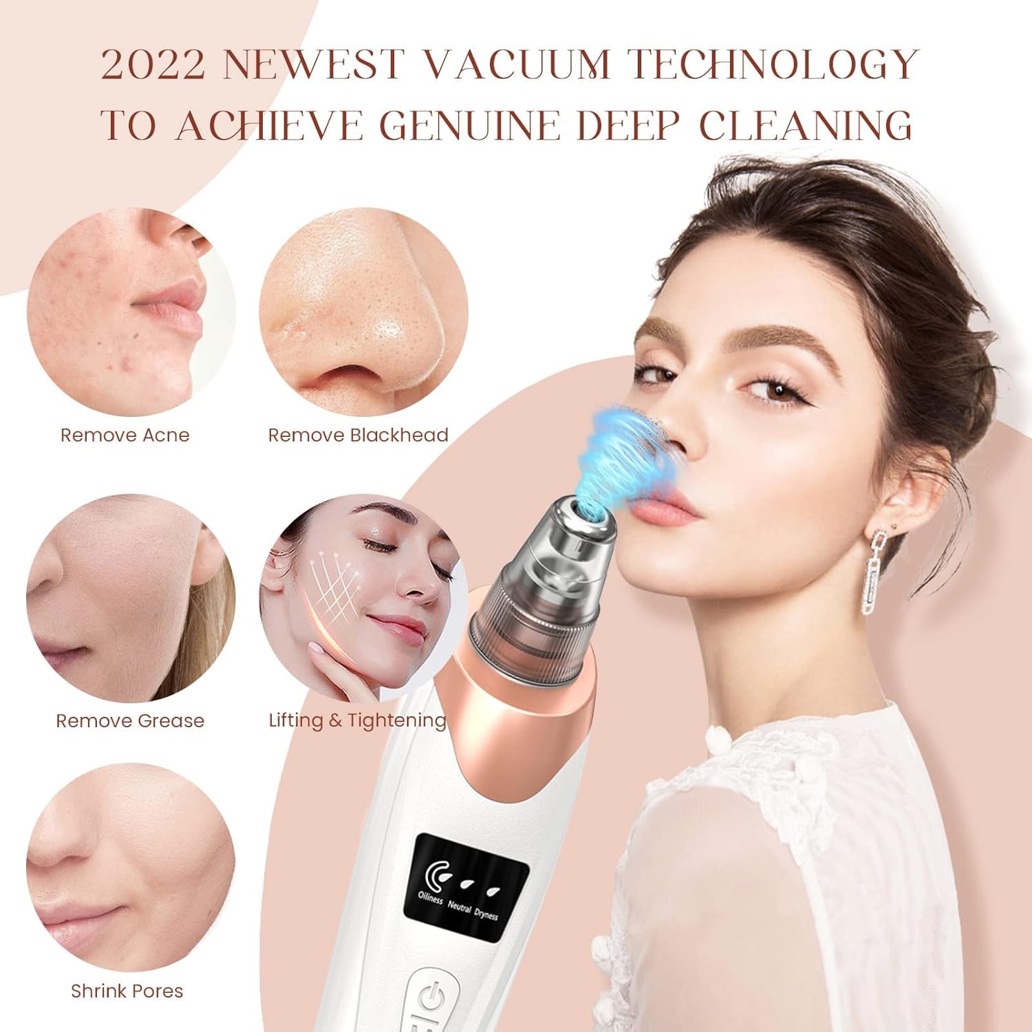 2025 Blackhead Remover Pore Vacuum,Facial Pore Cleaner-5 Suction Power,5 Probes,USB Rechargeable Blackhead Vacuum Kit Electric Acne Extractor Tool for Adult White