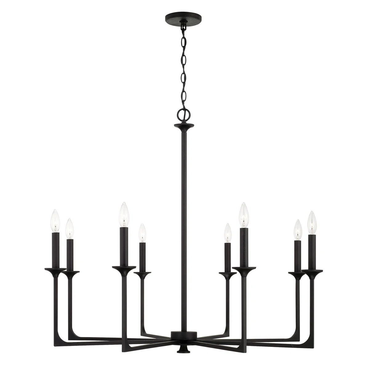 8-Light Chandelier In Black Iron