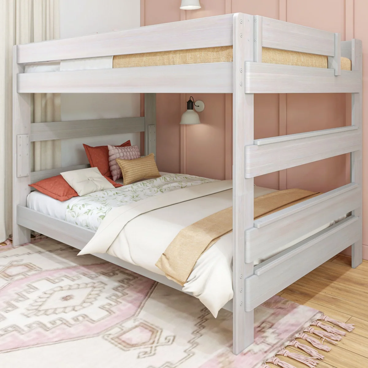 Decimus Queen Over Queen Bunk Bed with Built-In Ladder and Slat Kit