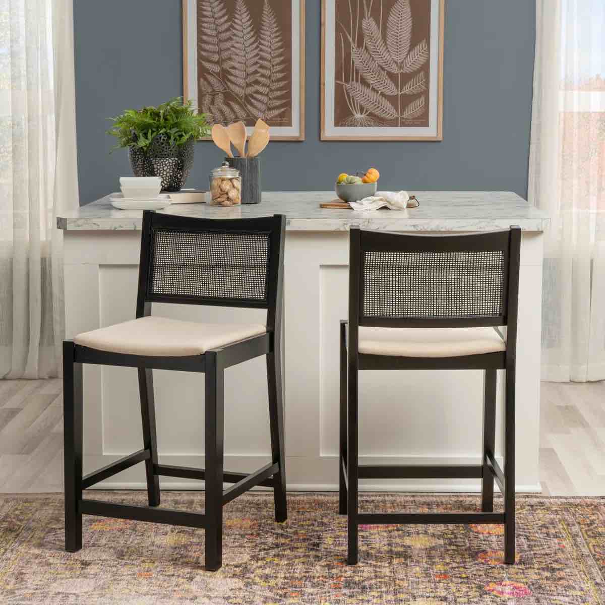 Donner Cane Back Upholstered Seat Count Bar Stool