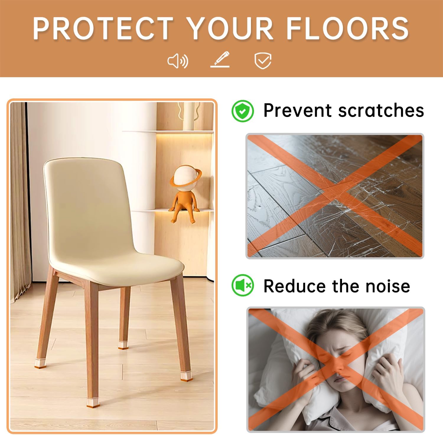 28Pcs Chair Leg Floor Protectors Square Silicone Chair Leg Protectors for Hardwood Floors Felt Furniture Pads Clear Chair Sliders for Wooden Floors(Fit:3/4 ~ 1) Square Medium